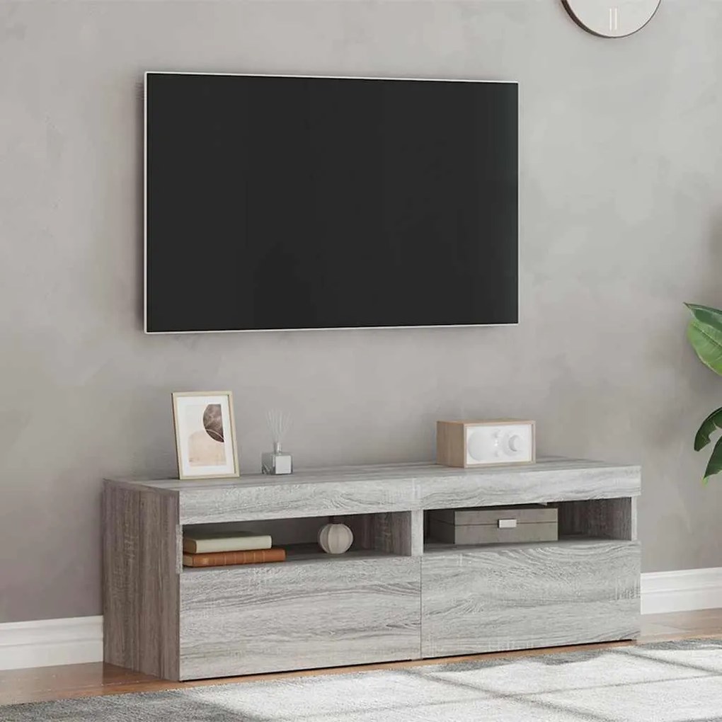 Móveis de TV com luzes LED 2 pcs 60x35x40 cm sonoma cinza