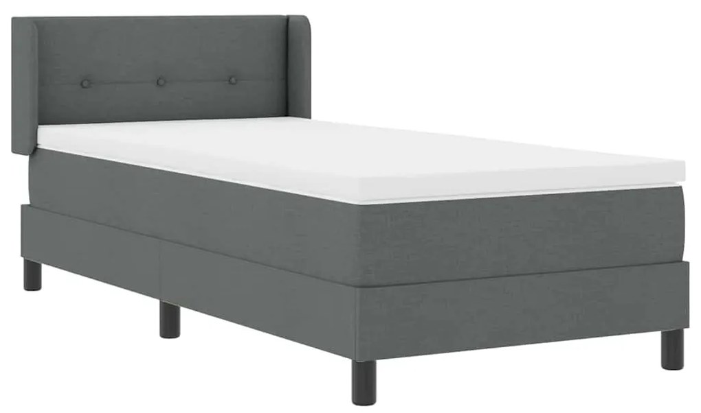 Cama Box com colchão cinza escuro 90x190 cm, em tecido.