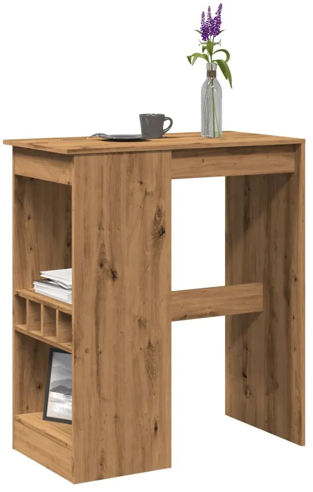 vidaXL Mesa de bar c/ prateleiras derivados madeira carvalho artisiano