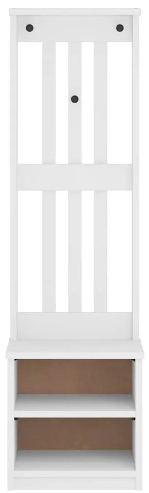 Árvore de Hall SANDNES Branca 45x40x159,5 cm Madeira Maciça de Pinho