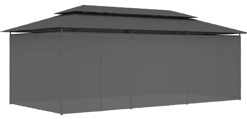 Gazebo com cortinas 600x298x270 cm antracite