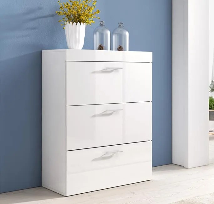 Cómoda "Dinora" - 75x99x36 cm - Branco - Melamina Brilhante - Design M