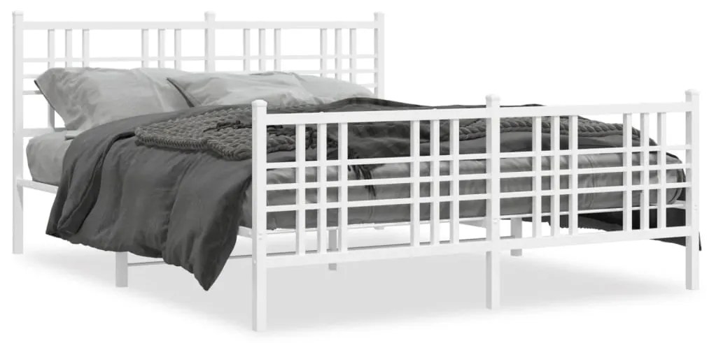 vidaXL Estrutura de cama com cabeceira e pés 160x200 cm metal branco