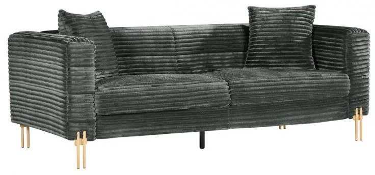 Sofá LARIOS, 3 lugares, 208 x 84 x 71 cm tecido corduroy cinza