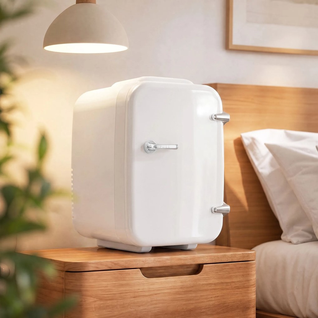Mini-frigorífico portátil com função de refrigeração e aquecimento, 12 V/230 V, 4 L, 28 x 20,5 x 29,5 cm, branco