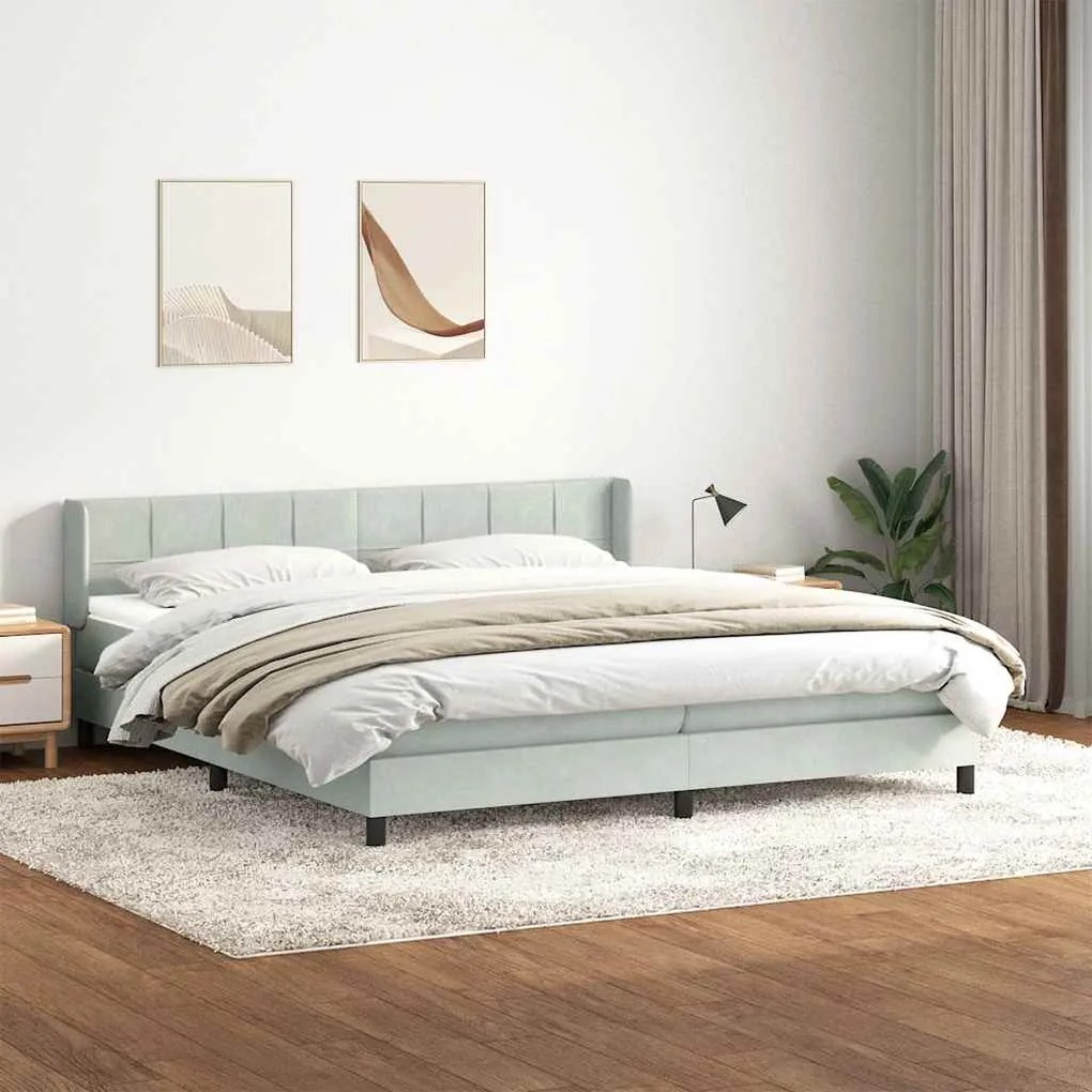 vidaXL Cama com molas/colchão 180x210 cm veludo cinzento-claro