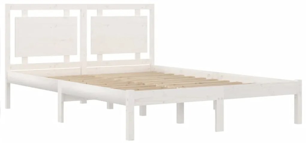 Estrutura de cama 140x200 cm madeira maciça branco