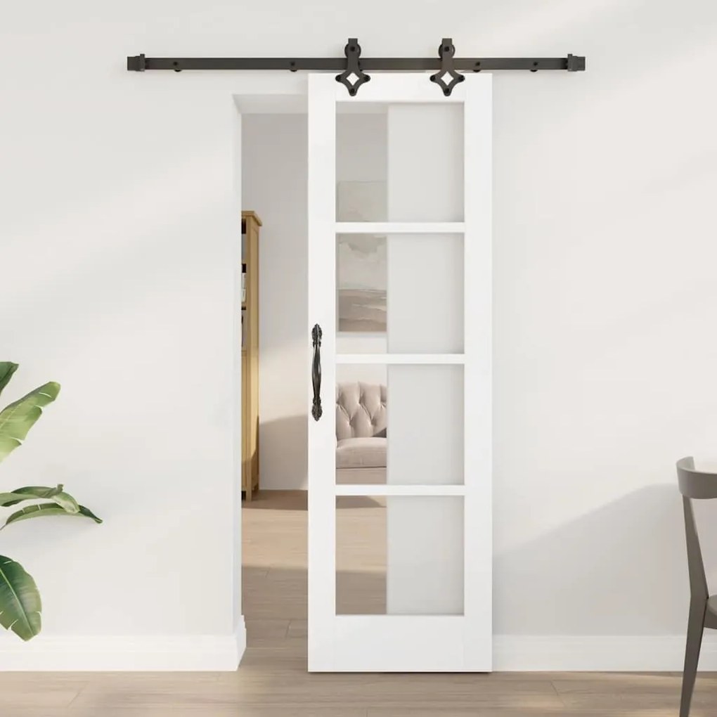 Porta Deslizante vidaXL com Conjunto de Ferragens Branca 61x198.5 cm d