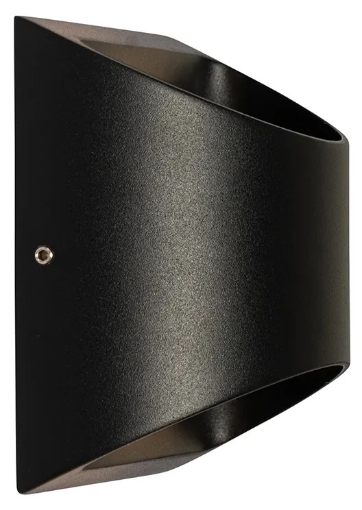 Candeeiro de parede exterior moderno preto com LED 2 luzes IP54 - Mal Moderno