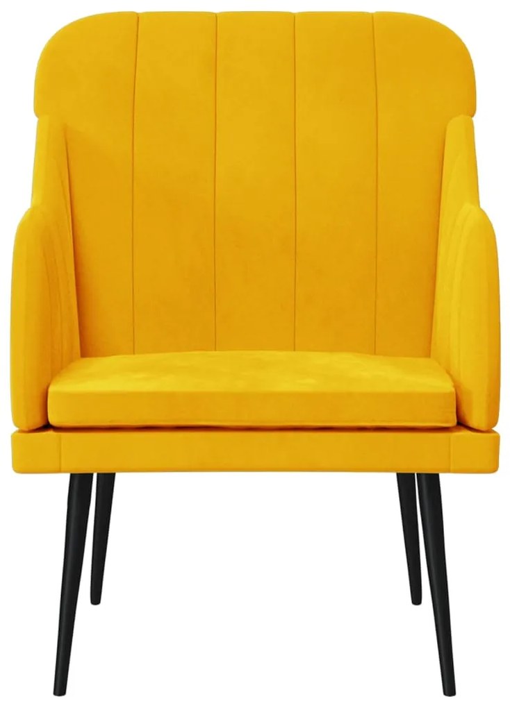 Cadeira c/ apoio de braços 63x76x80 cm veludo amarelo