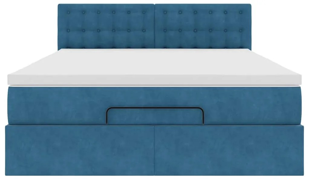Estrutura de cama otomana com colchão 140x190cm azul escuro