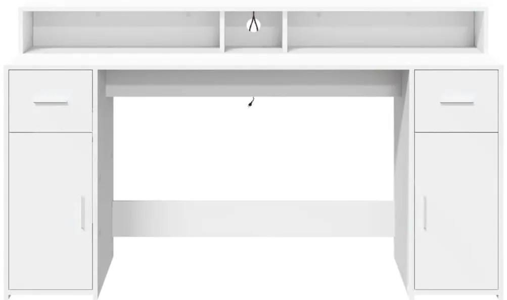 Secretária c/ luzes LED 140x55x91cm derivados de madeira branco