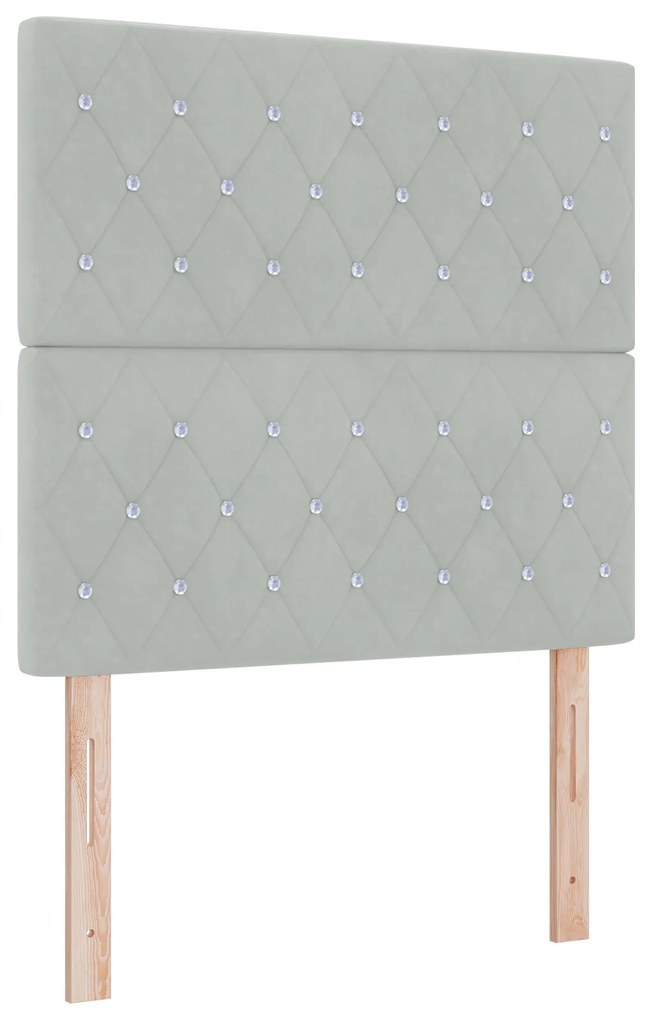 Cama Box Spring com Colchão & Banco Cinzento-Claro 90x190 cm Veludo