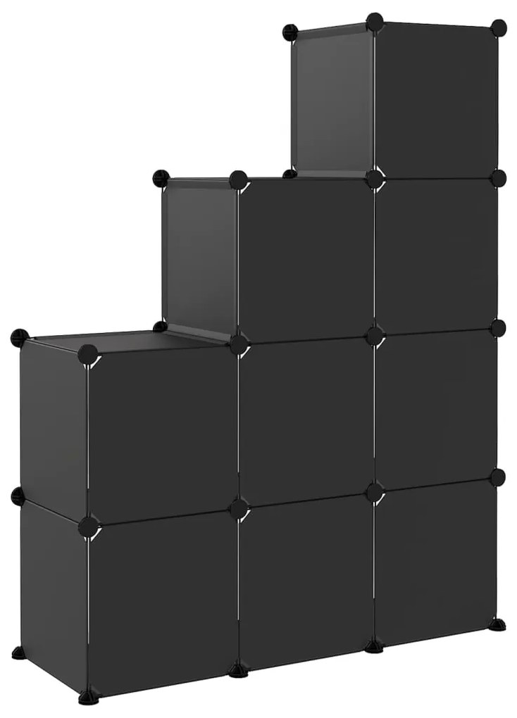 Organizador de arrumação com 9 cubos PP preto