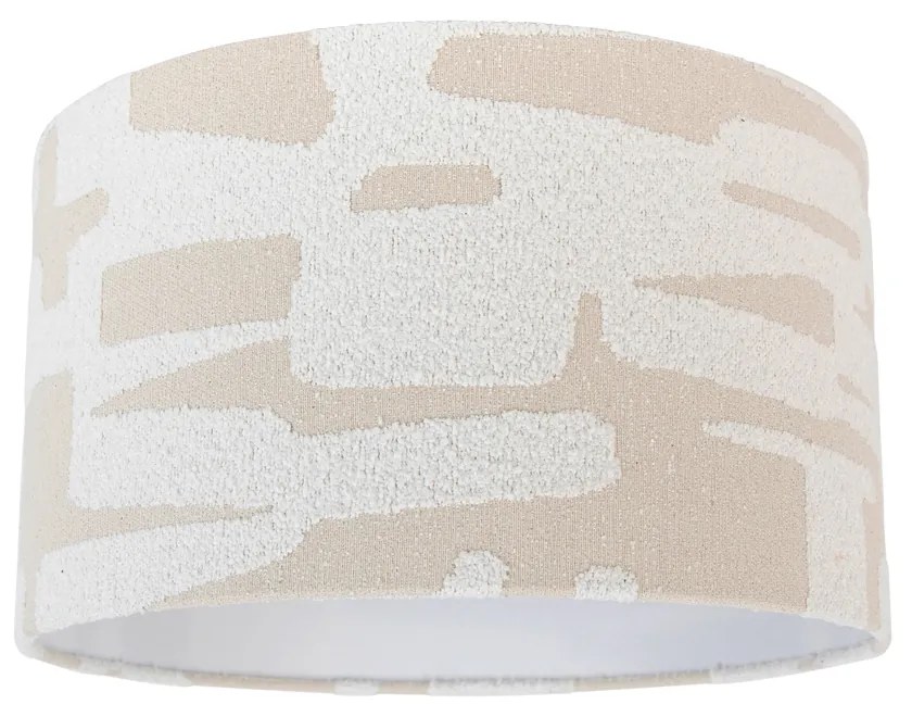 Abajur de tecido branco com riscas bege 35/35/20
