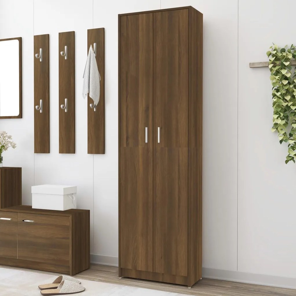 815518 vidaXL Roupeiro corredor 55x25x189 cm deriv. madeira carvalho castanho