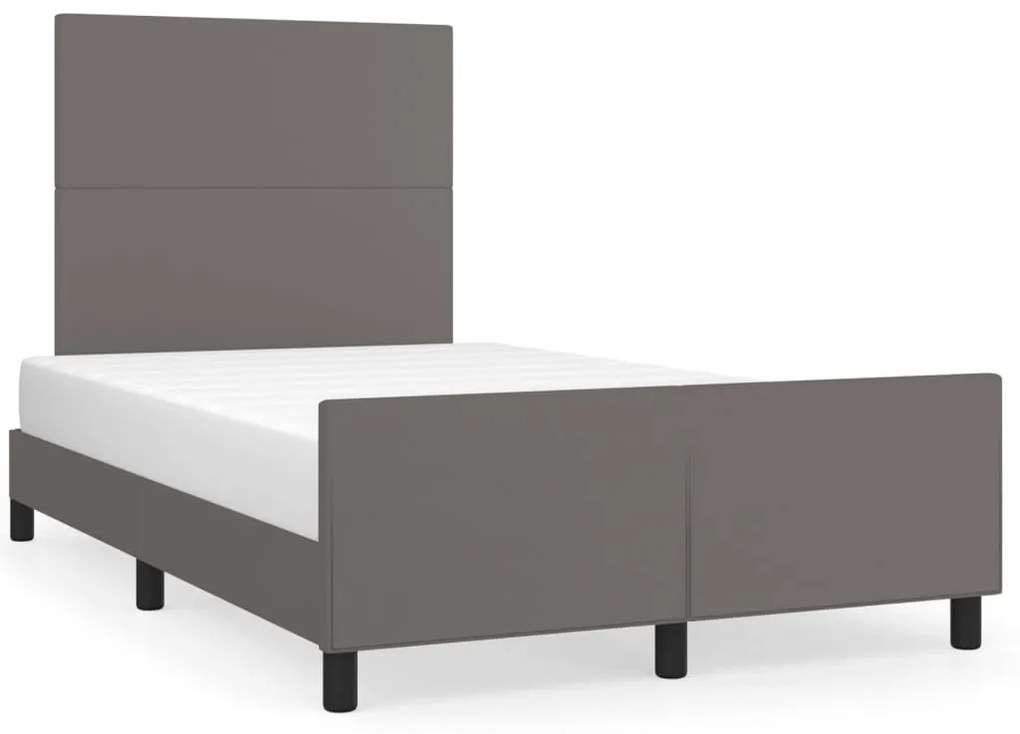 vidaXL Estrutura de cama sem colchão 120x190cm couro do falso cinzento