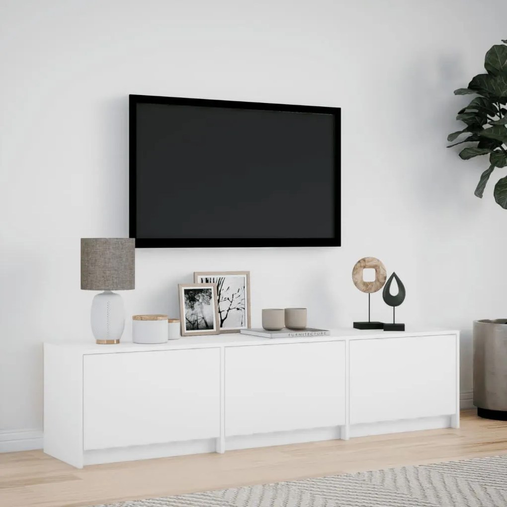 Móvel de TV com luzes LED derivados de madeira branco