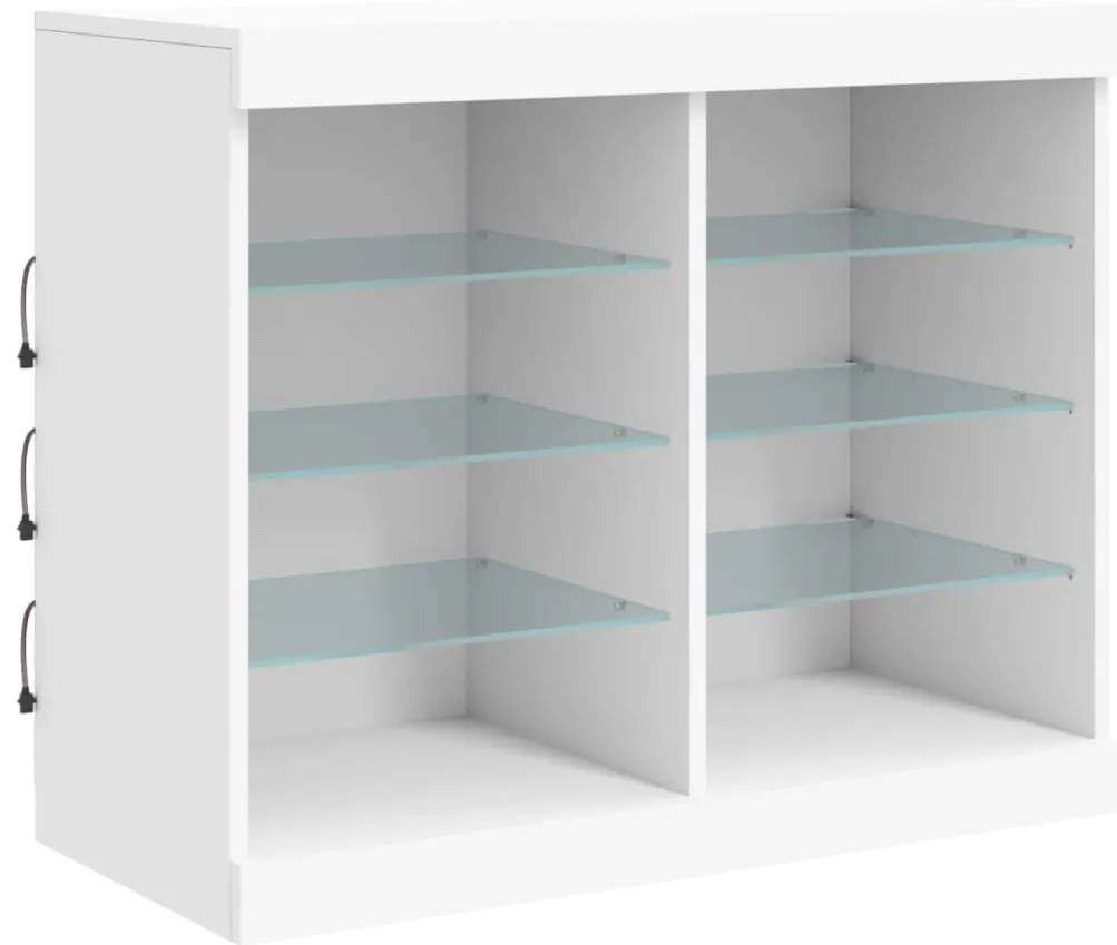 Aparador com luzes LED 202x37x67 cm branco