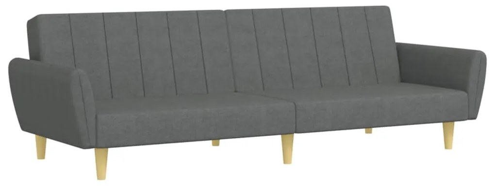 Sofá-cama de 2 lugares c/ apoio de pés tecido cinzento-escuro