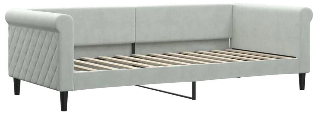 Sofá-cama c/ gavetão e colchões 90x200 cm veludo cinzento-claro