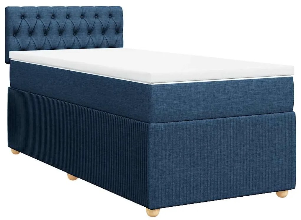 Cama com molas/colchão 100x200 cm tecido azul
