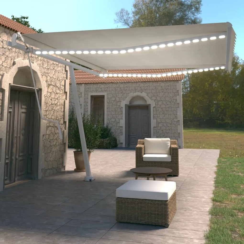 Toldo automático com LED e sensor de vento 450x350 cm cor creme