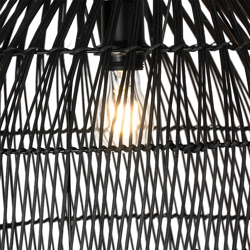 Candeeiro de pé rústico preto com vime - Sam
