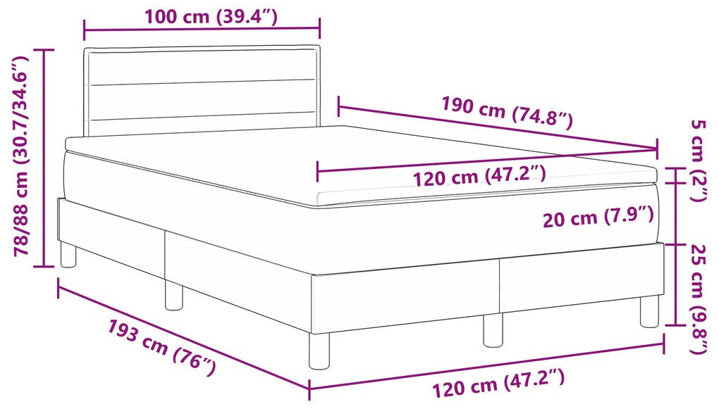 Cama Box com Colchão Creme 120x190 cm Tecido