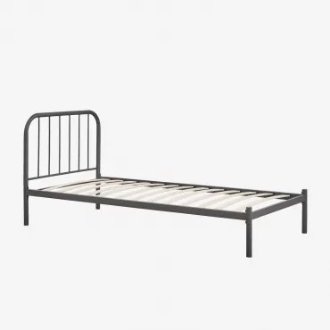 Cama Em Ferro Asteri Cinza Grafito & 90 X 190 Cm - Sklum