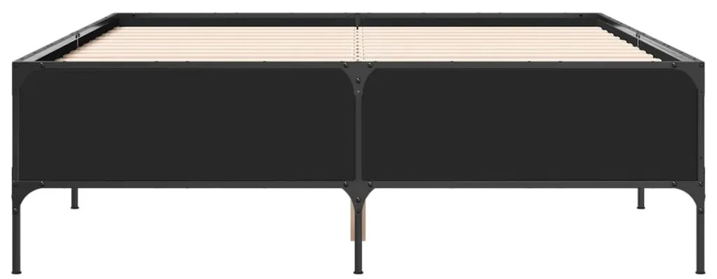 Estrutura de cama 140x200 cm derivados de madeira/metal preto