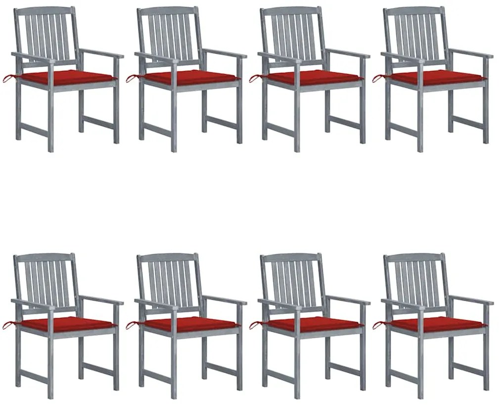 vidaXL Cadeiras de jardim c/ almofadões 8 pcs acácia maciça cinzento