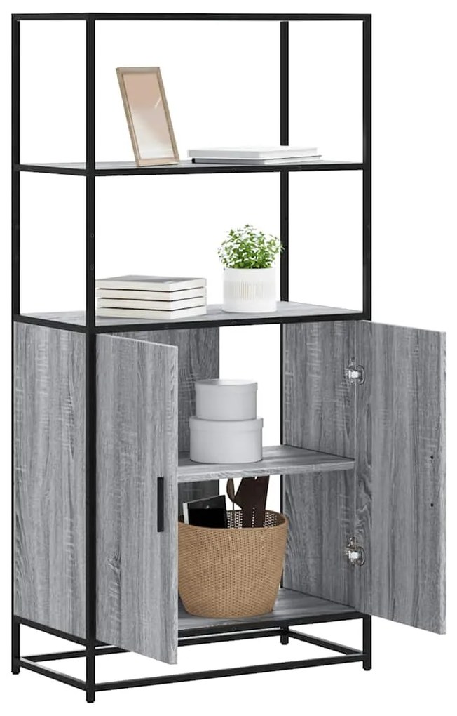 vidaXL Armário alto 68x35x139 cm madeira e metal cinza sonoma