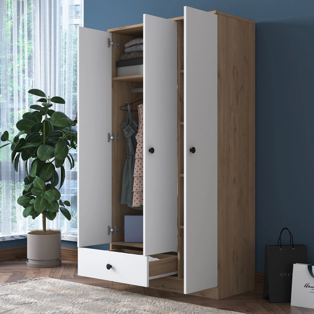 Roupeiro BA117 – Nogueira Branca – 90x170x42,5 cm