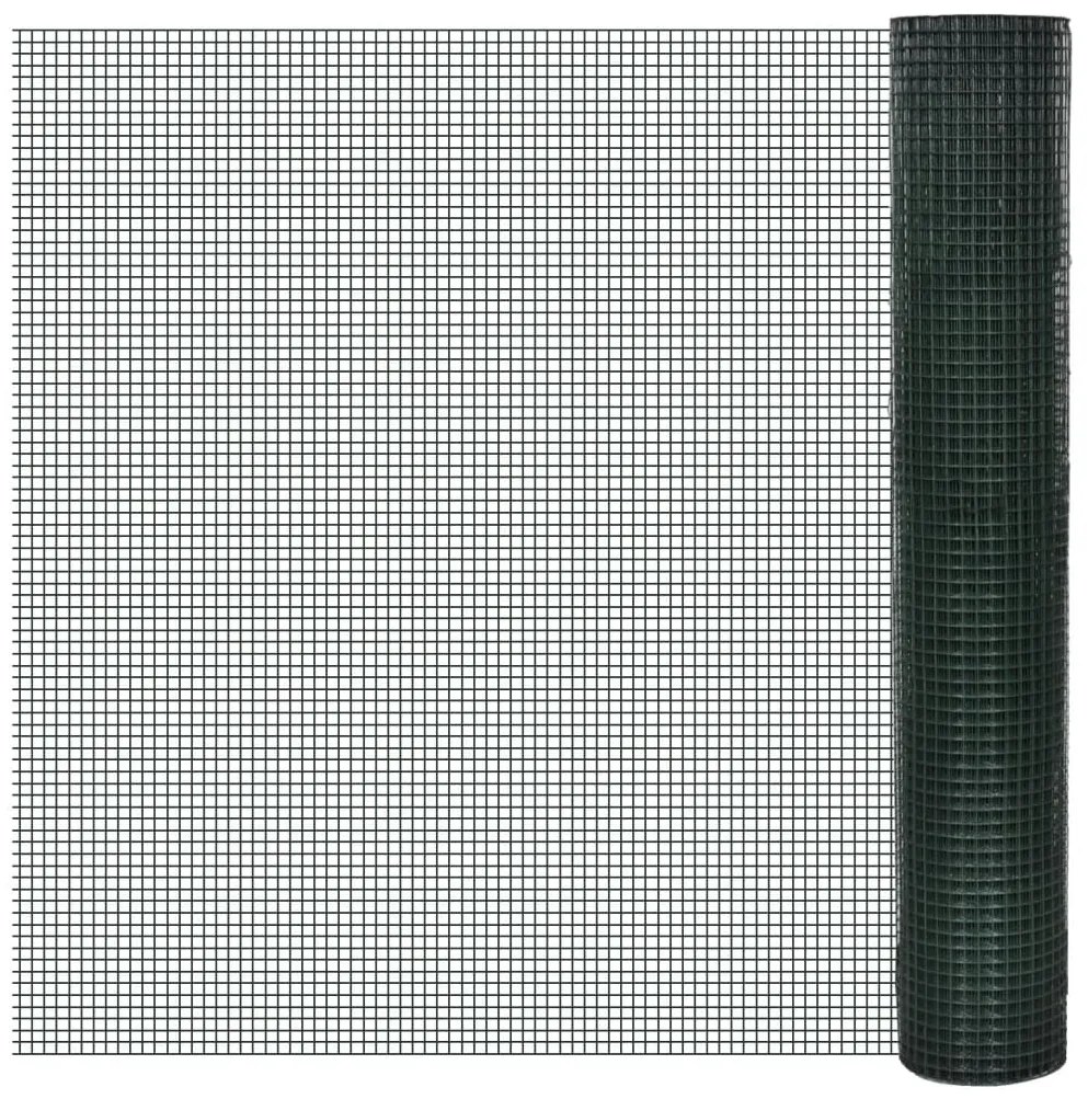 Cerca arame p/ galinheiro c/ revestimento PVC 10x1 m aço verde