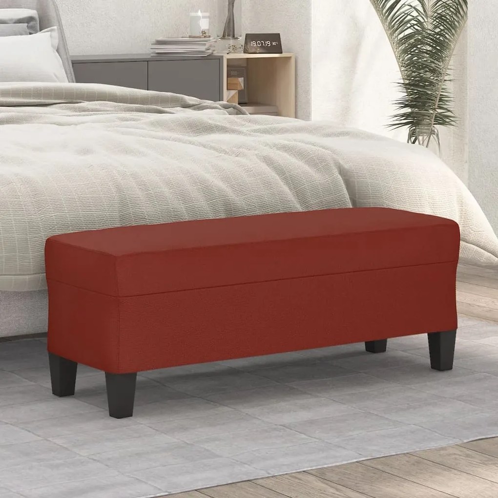 vidaXL Banco 100x35x41 cm couro artificial vermelho tinto