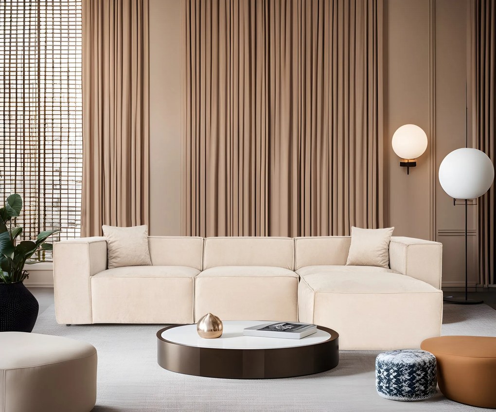Sofá de Canto Lora – Creme – 303 cm x 193 cm x 65 cm