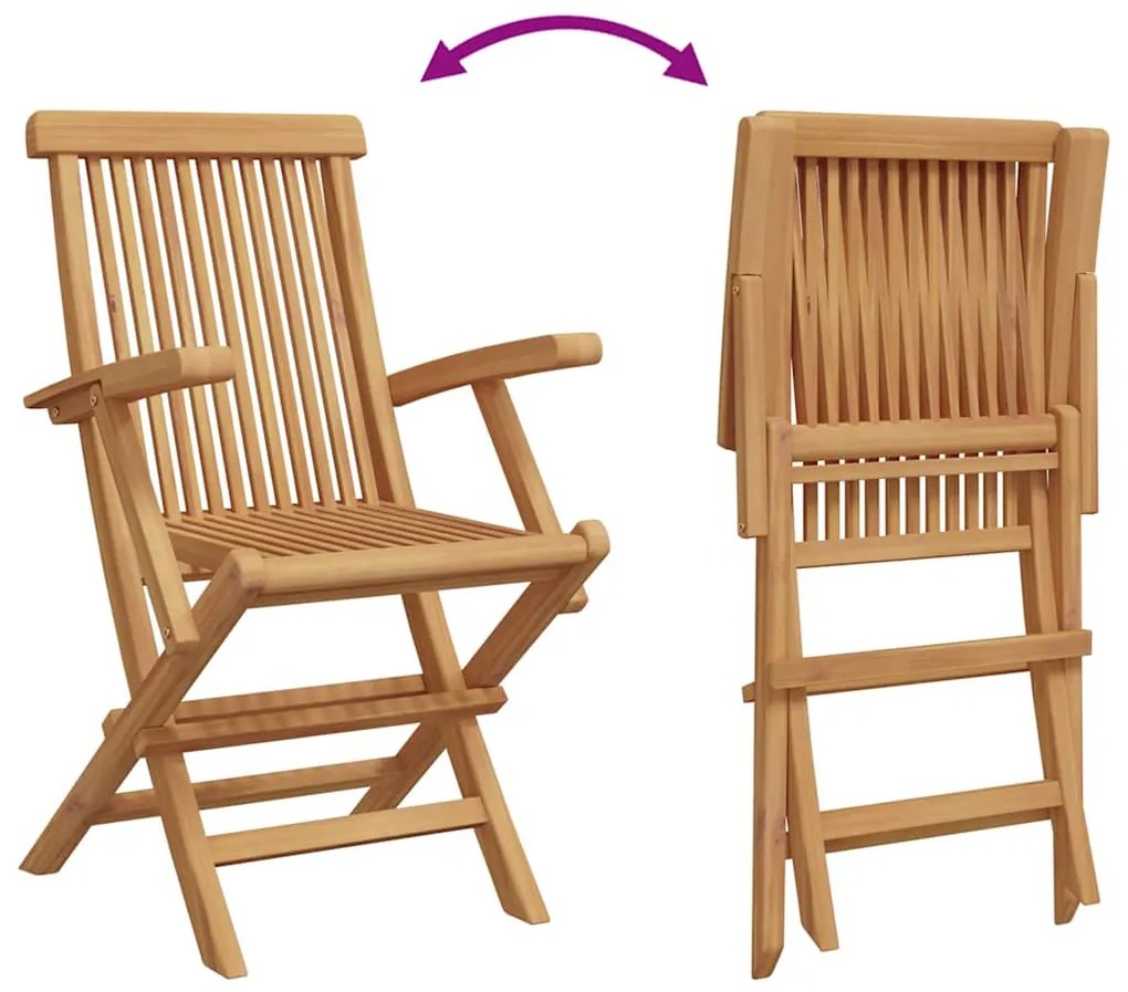 Conjunto Bistro de 3 Peças Dobrável para Jardim de Madeira Sólida de A
