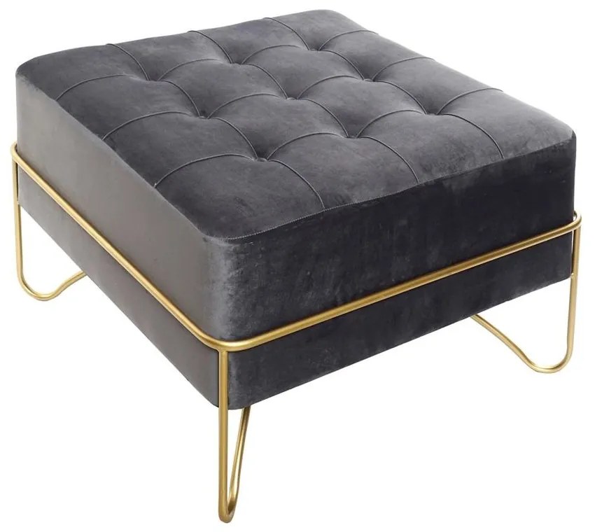 Banqueta Dkd Home Decor Cinzento Poliéster Espuma Metal Dourado Madeira Mdf (72 X 39 X 41 cm)
