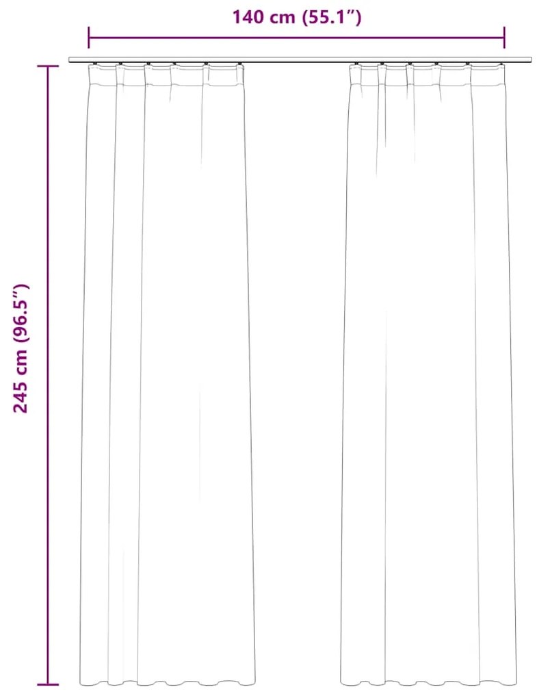 Cortinas blackout com ganchos 2 pcs 140x245 cm veludo preto