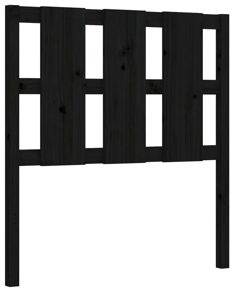 Estrutura de cama com cabeceira 100x200 cm madeira maciça preto