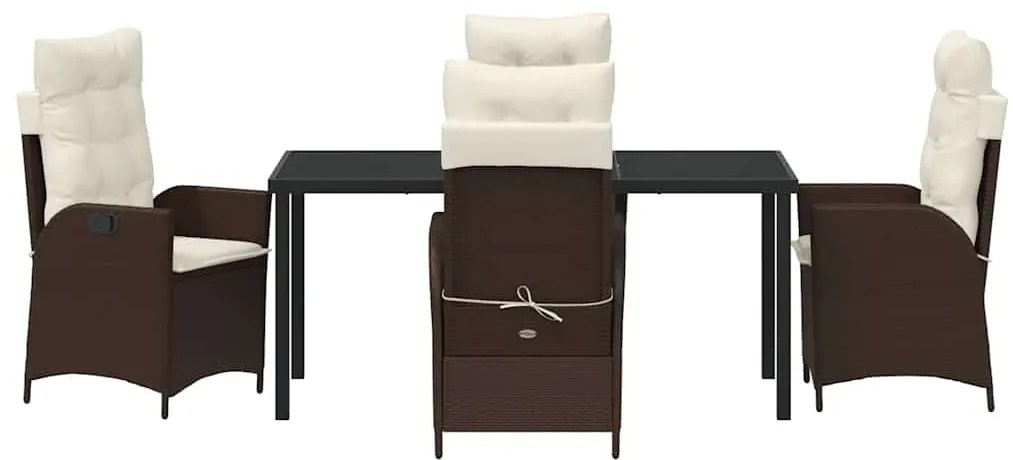 Conjunto de jantar de jardim com 5 peças e almofadas marrom em rattan