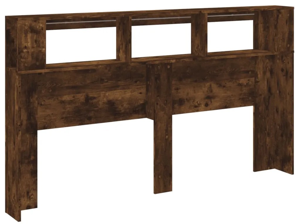 Cabeceira c/ LEDs 180x18,5x103,5 cm carvalho fumado