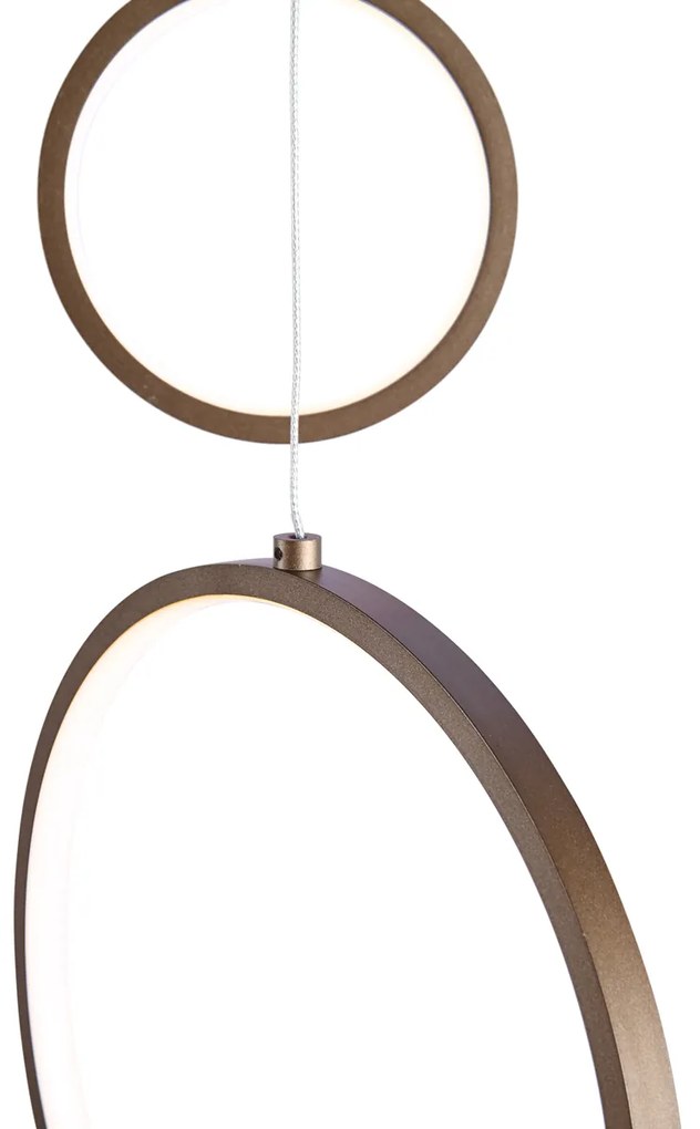 Candeeiro suspenso de design bronze escuro 9 luzes incluindo LED regulável em 3 níveis - Vide Anella