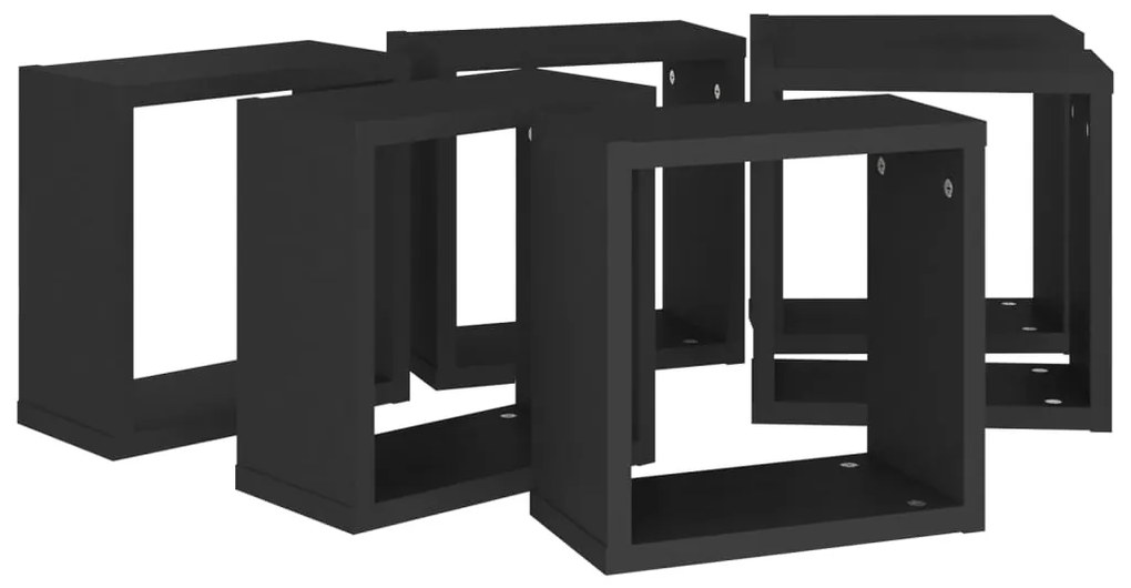 Prateleiras de parede em forma de cubo 6 pcs 30x15x30 cm preto
