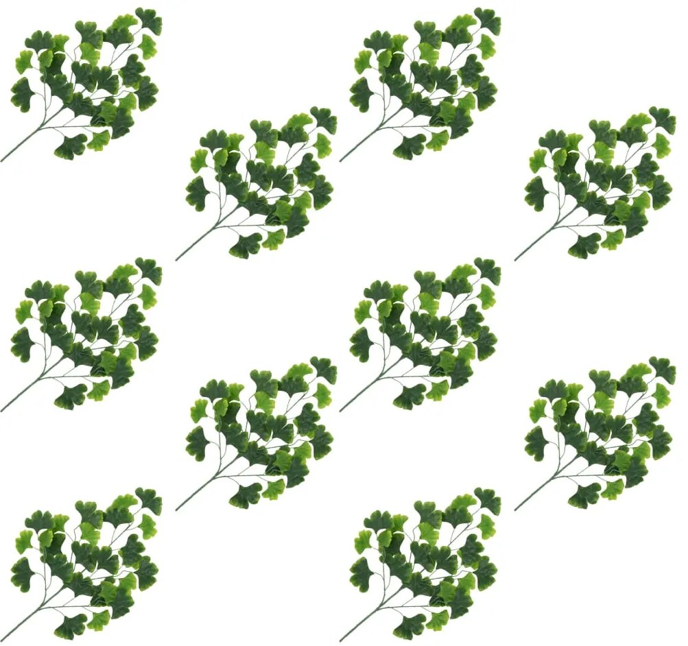 vidaXL Folhas de ginkgo artificiais 10 pcs 65 cm verde