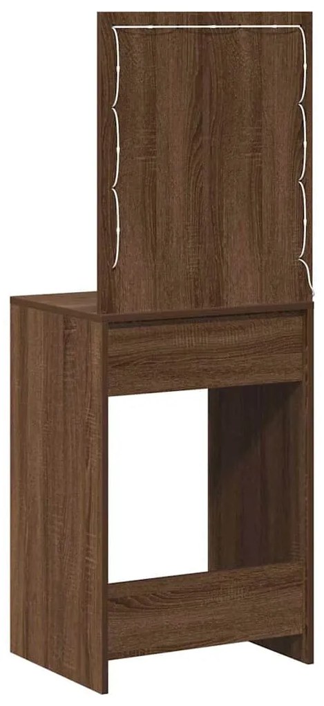 Mesa de Maquiagem vidaXL com Luzes LED Castanho Carvalho 50x41x135 cm