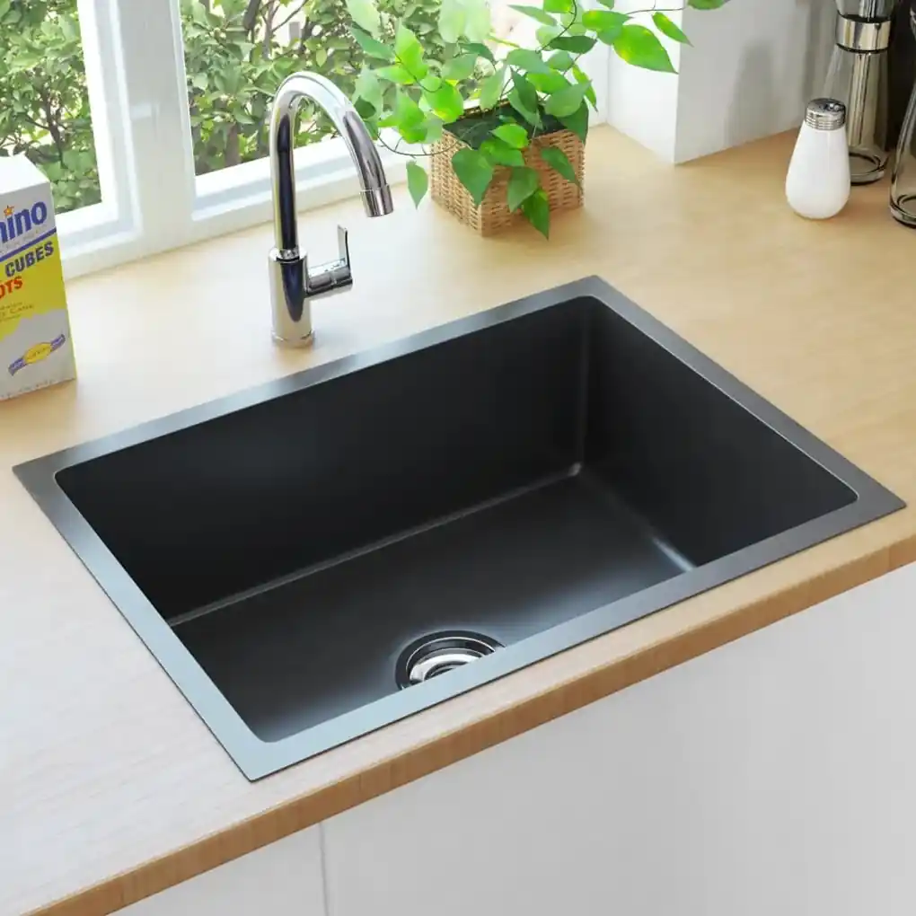 Lava-louça de cozinha artesanal com ralo aço inoxidável preto - BoutikXL  Loja Online