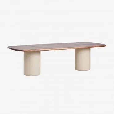 Mesa De Jardim Retangular 270x110 Cm Em Madeira De Acácia Bogotá Castanho-acácia Escuro & Beige Tapioca - Sklum