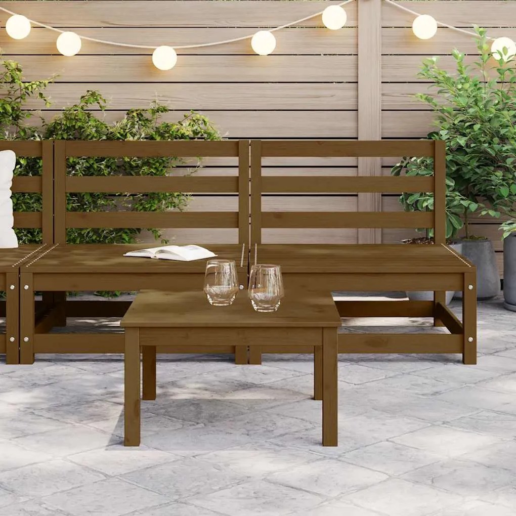 Sofás de centro para jardim 2 pcs pinho maciço castanho mel